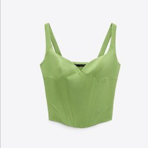 Green ZARA Bustier Corset Top - Never Worn - Size Small